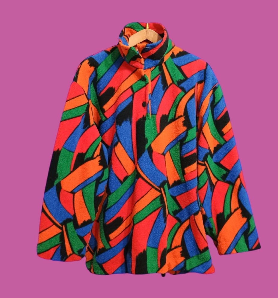 Sweatshirt Vintage Multicolor A Fantasia Anni 90 Unisex Size XL