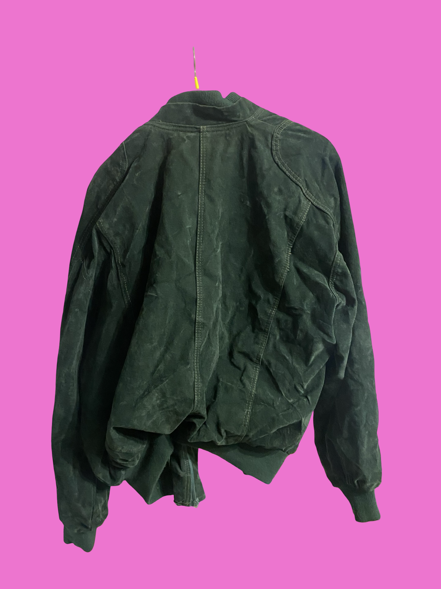 Vintage Green 90's Spring Leather Jacket Unisex Size L