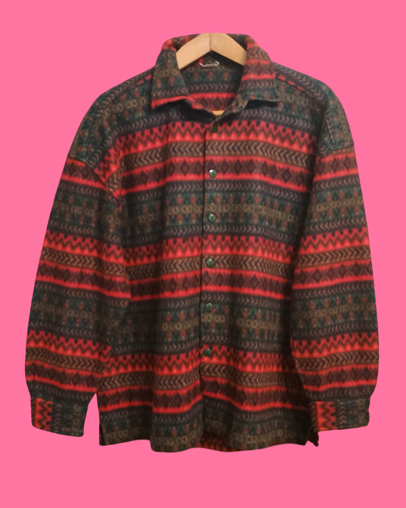 Vintage Green Fantasy 90's Pile Shirt Sweatshirt Unisex Size L