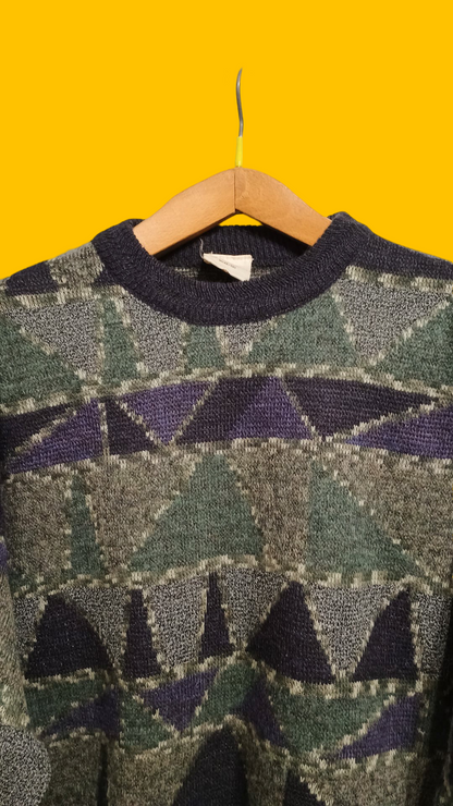 Maglione Vintage Multicolor A Fantasia Anni 90 Unisex Size M