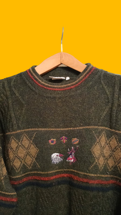 Maglione Vintage Multicolor A Fantasia Anni 90 Unisex Size S