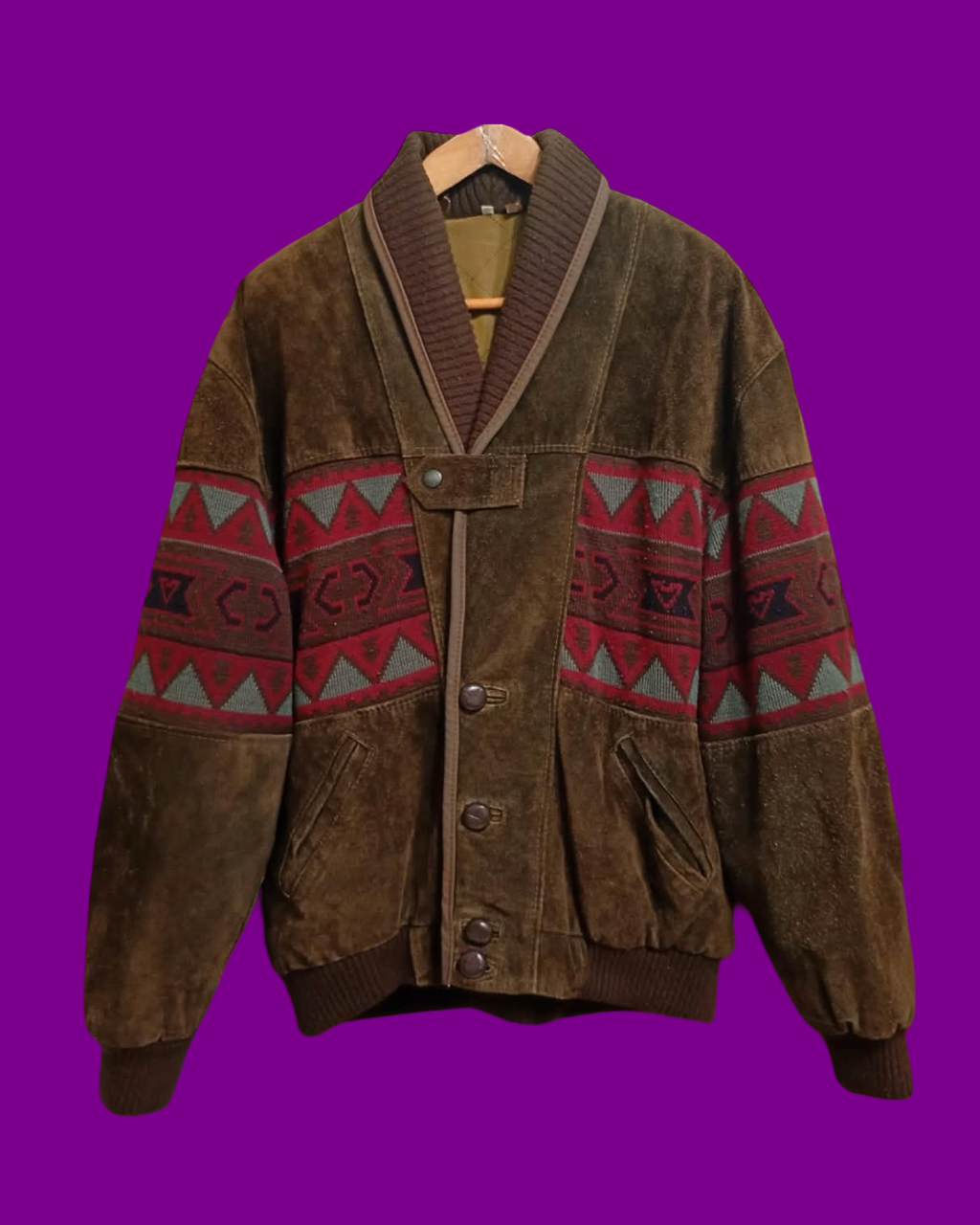Vintage Brown 90's Leather Bomber Jacket Unisex Size L