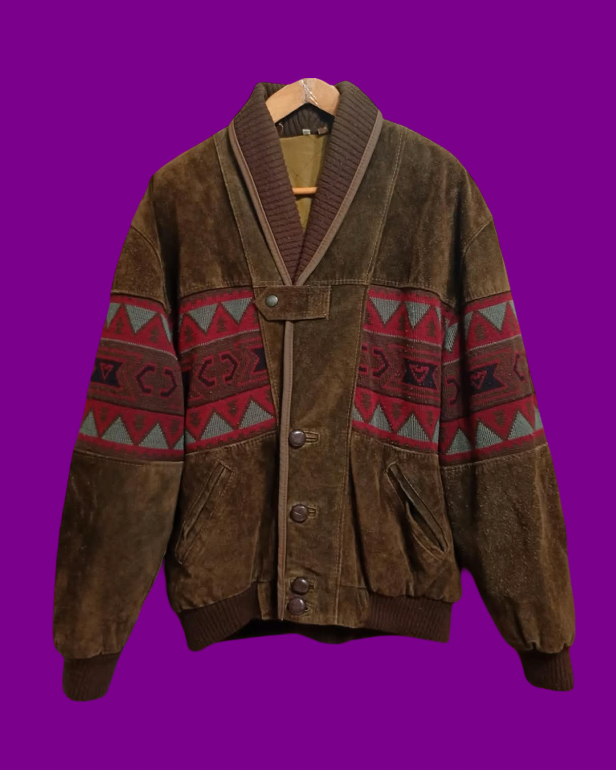 Vintage Brown 90's Leather Bomber Jacket Unisex Size L