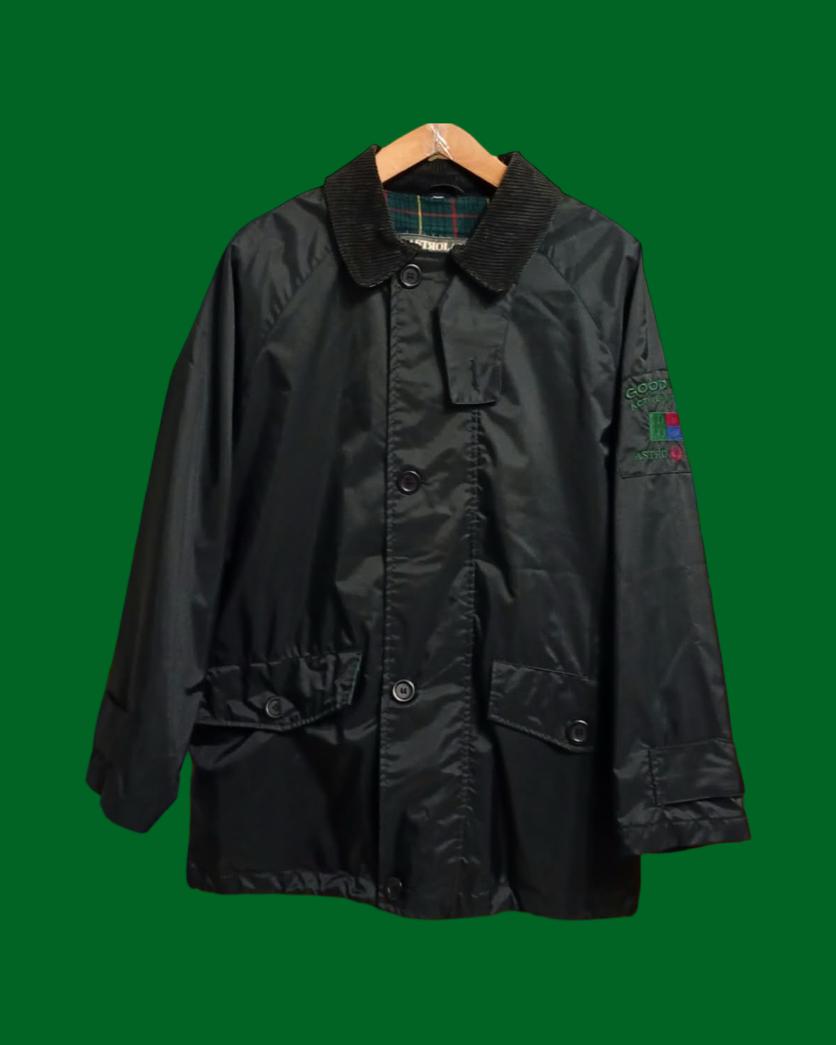 Vintage Black Multi 90's impermeabile Unisex Size L