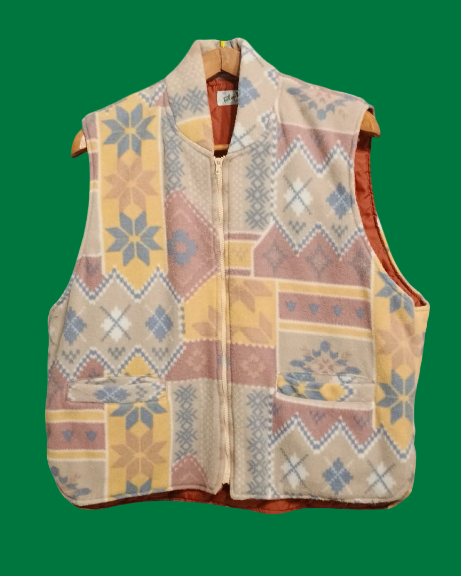 Vintage Multicolor Fantasy 90's Pile Gilet Unisex Size M
