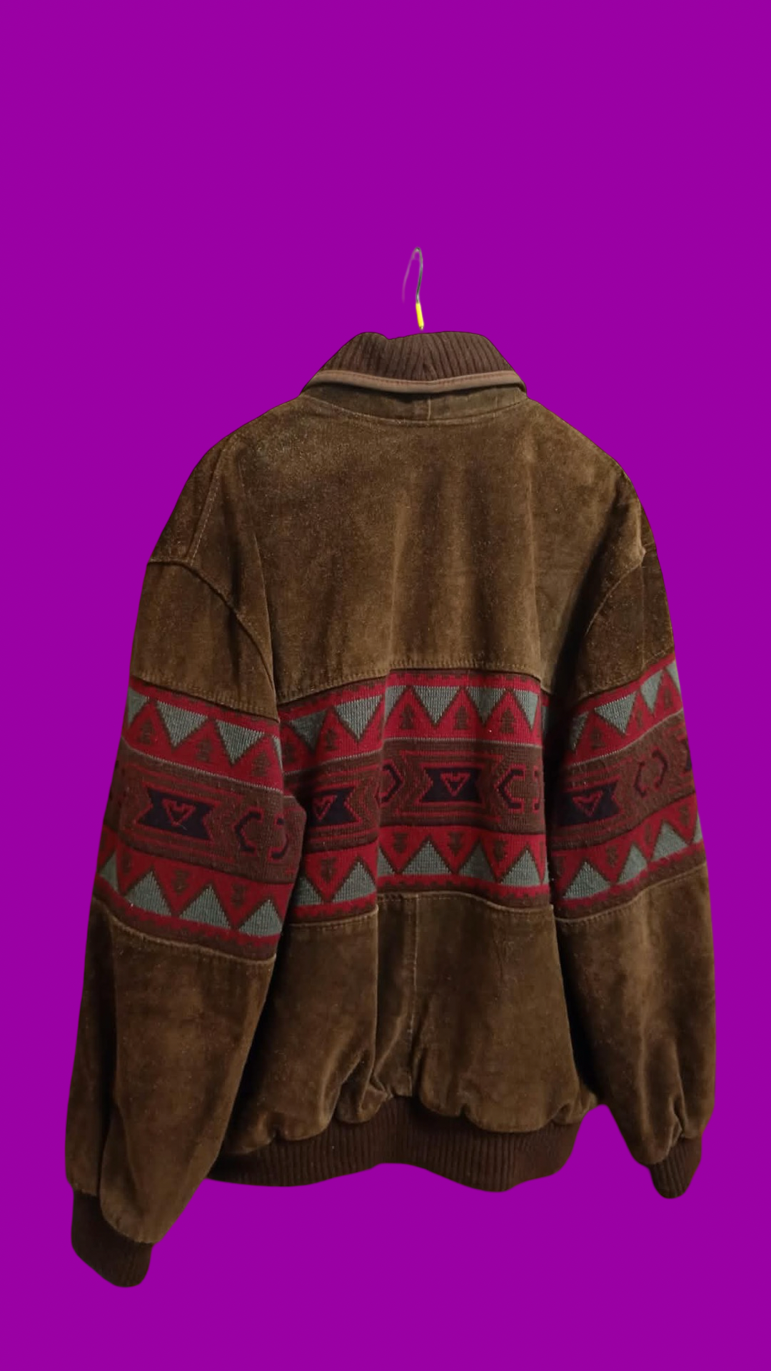 Vintage Brown 90's Leather Bomber Jacket Unisex Size L
