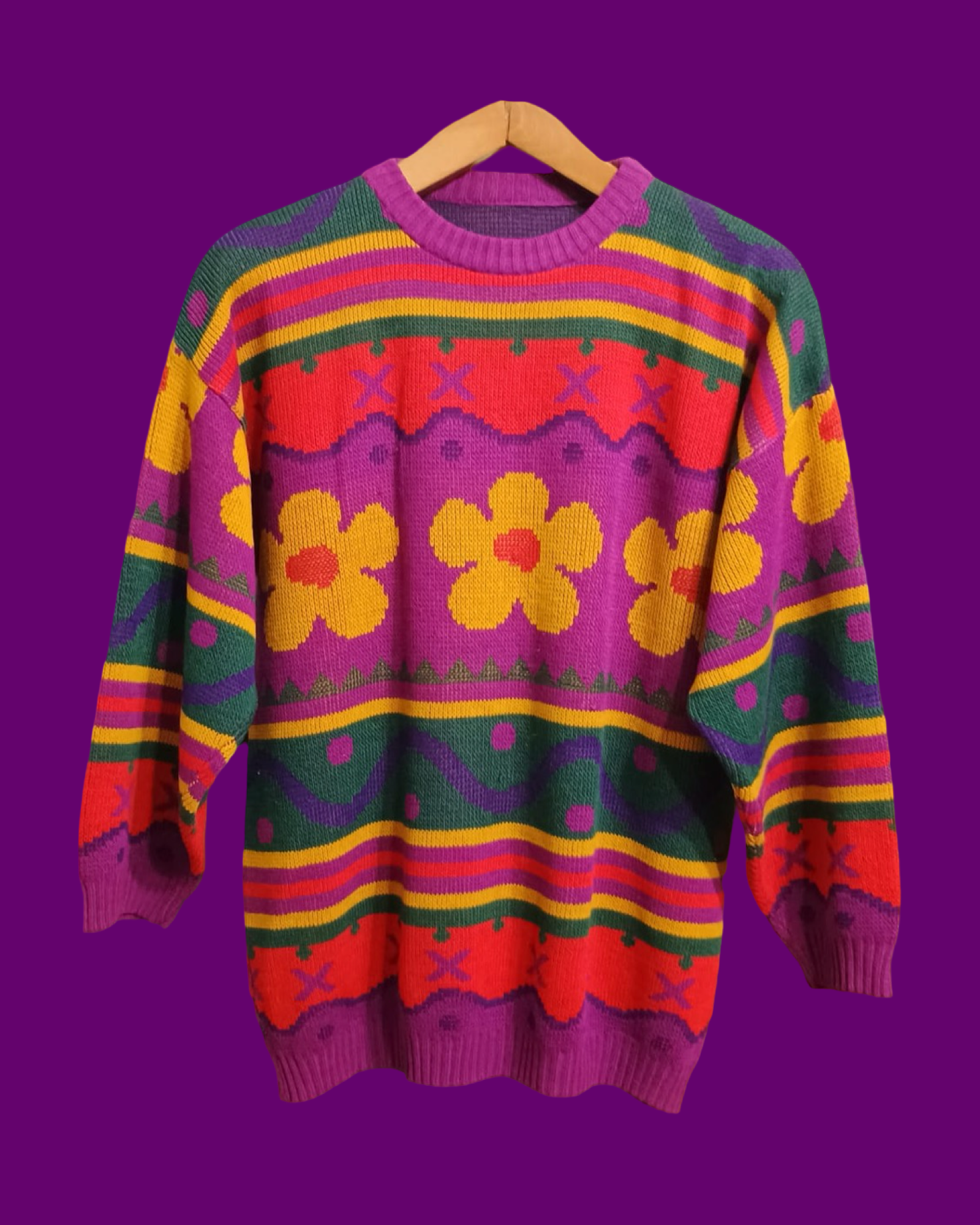 Vintage Multicolor Fantasy 90's Sweater Woman Size XL