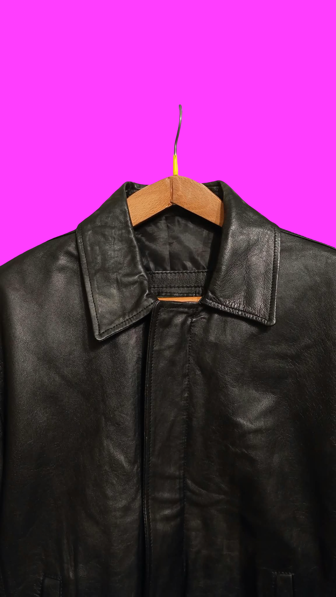Vintage Black 90's Spring Leather Jacket Unisex Size L