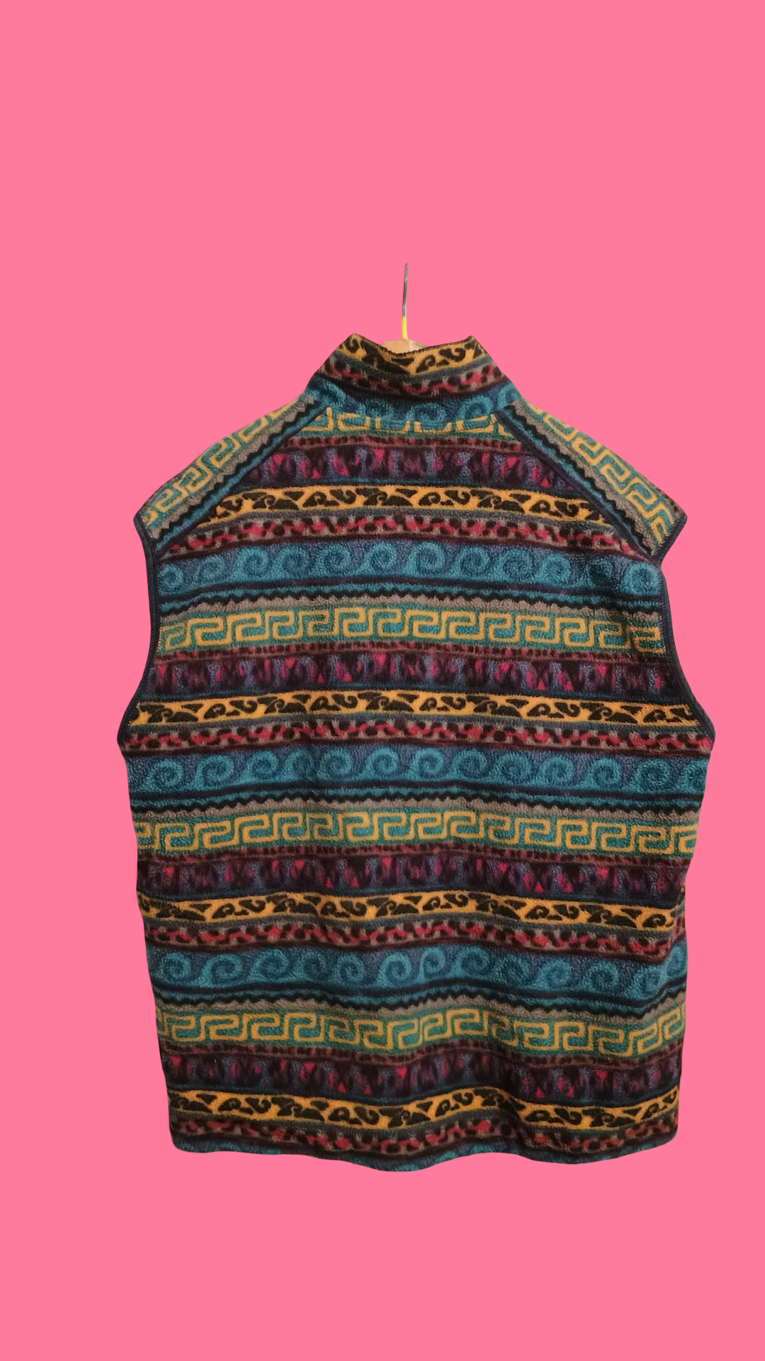 Vintage Multicolor Fantasy 90's Fleece Gilet Unisex Size L