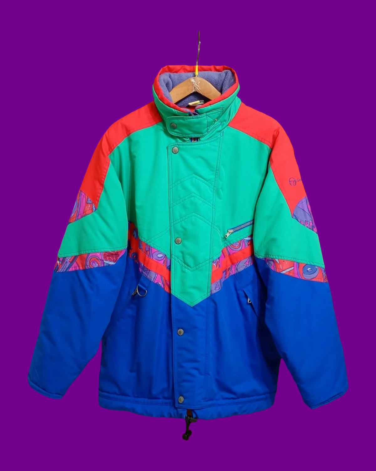 Vintage Multicolor Fantasy 90's Sergio Tacchini Snow Jacket Unisex Size M