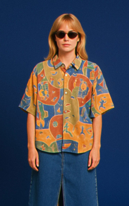 Vintage Multicolor Fantasy 90's Shirt Woman Size M