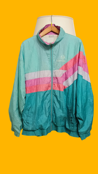 Soft Jacket Vintage Sergio Tacchini Multicolor A Fantasia Anni 90 Unisex Size XL