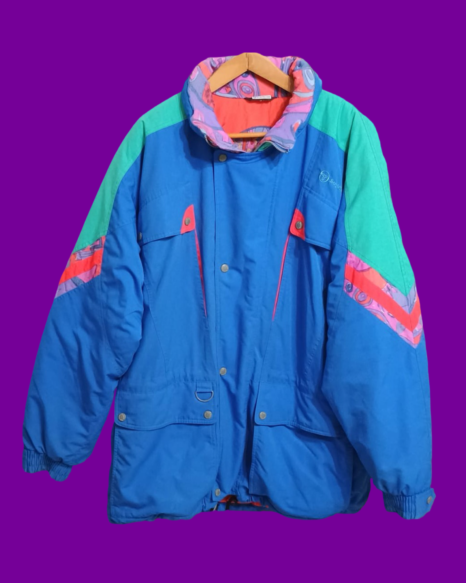 Vintage Multicolor Fantasy 90's Sergio Tacchini Snow Jacket Unisex Size XL