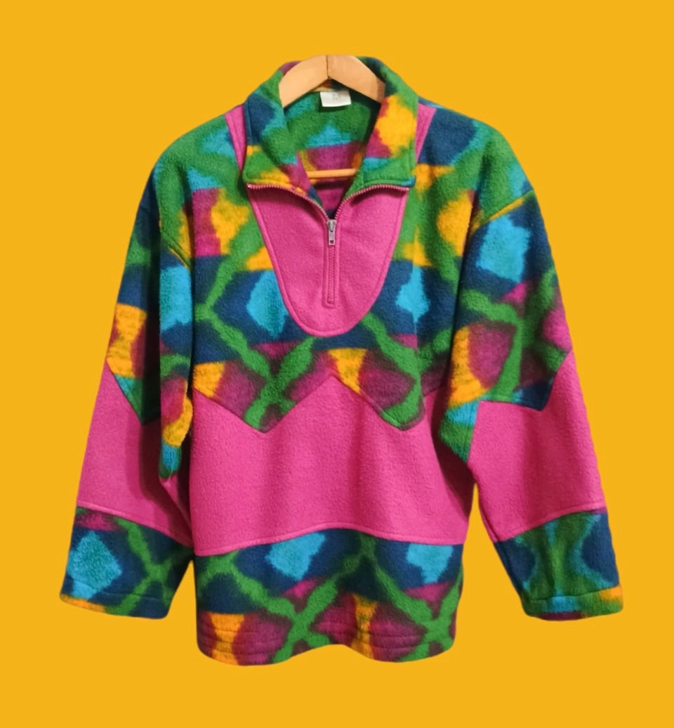Sweatshirt Vintage Multicolor A Fantasia Anni 90 Unisex Size M