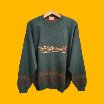 Maglione Vintage Multicolor A Fantasia Anni 90 Unisex Size L