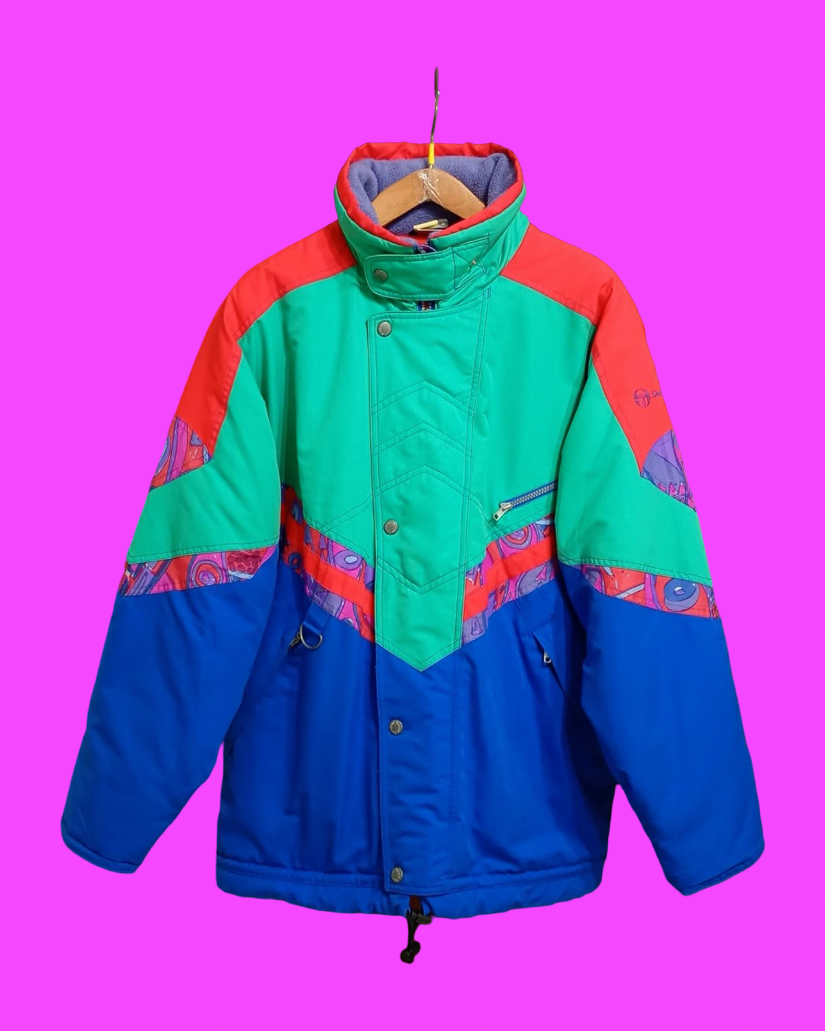 Vintage Multicolor Fantasy 90's Sergio Tacchini Snow Jacket Unisex Size M