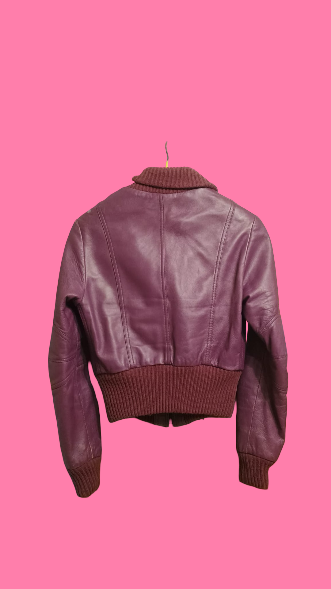 Vintage Bordeaux Spring Leather Jacket Woman Size S