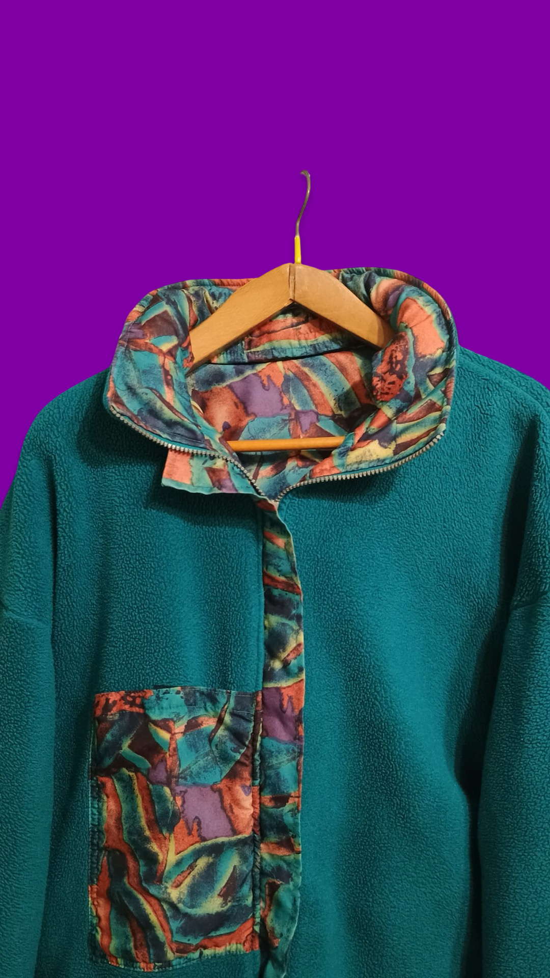 Vintage Multicolor Fantasy 90's Fleece Jacket Unisex Size L