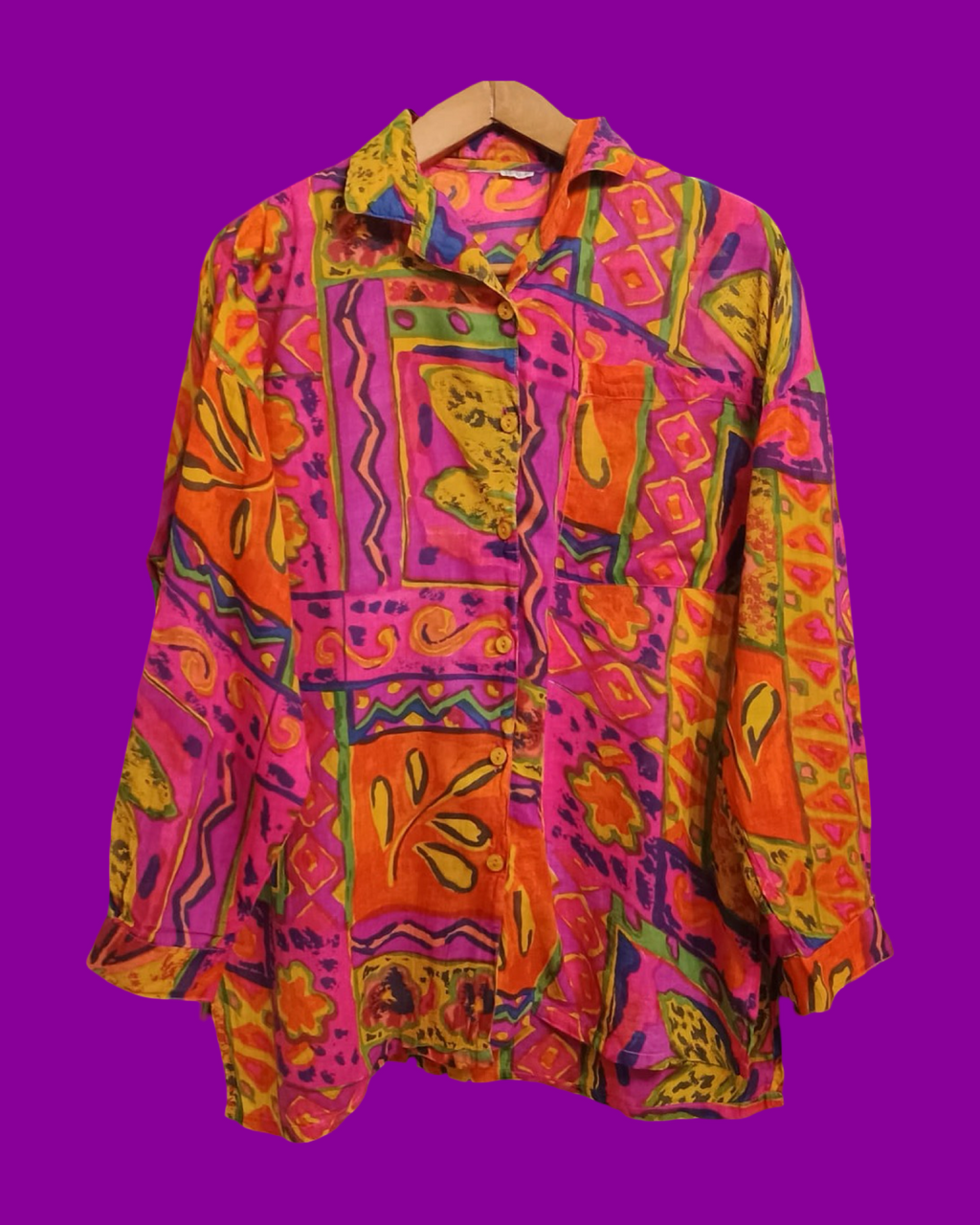 Vintage Multicolor Fantasy 90's Shirt Woman Size L