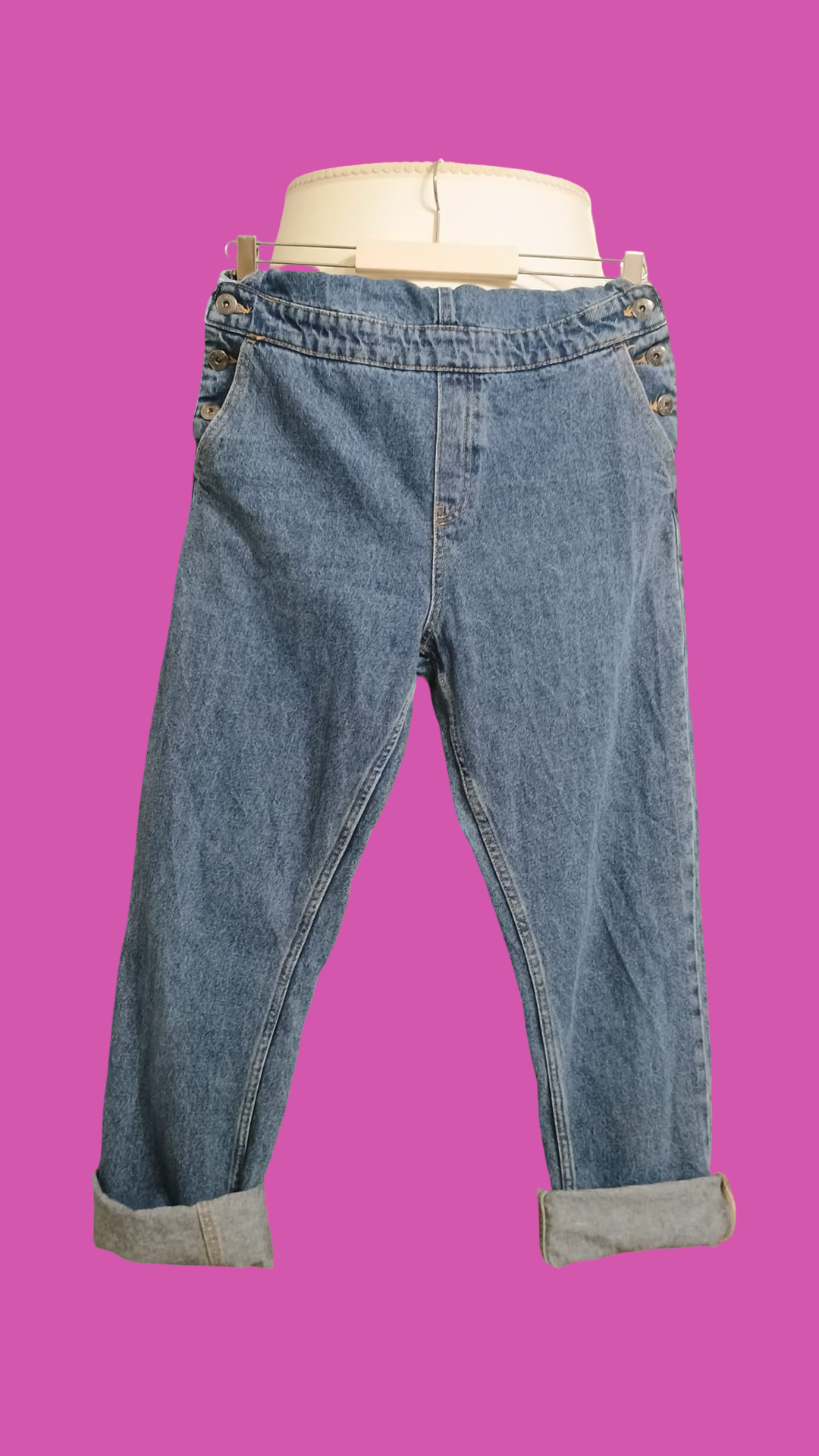 Vintage Blue 90's Jeans Salopette Woman Size M