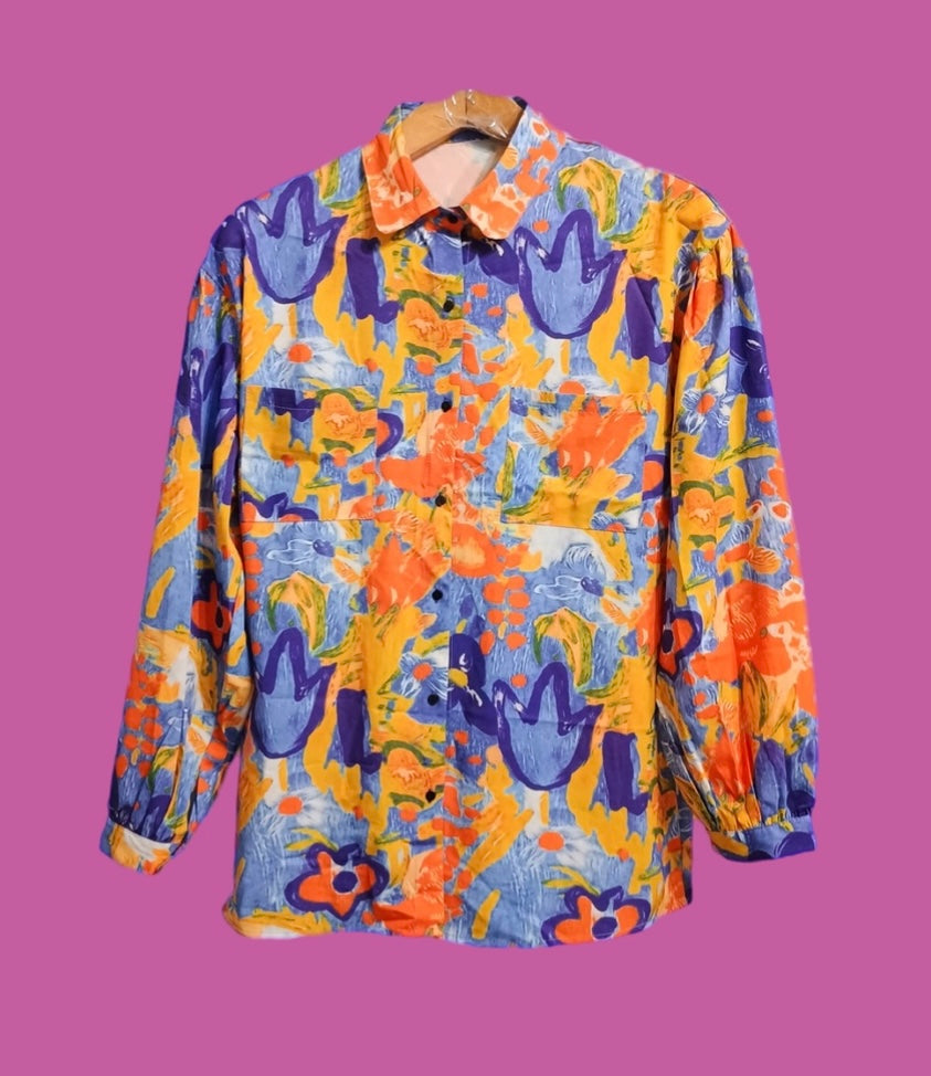 Vintage Multicolor Fantasy 90's Shirt Woman Size L