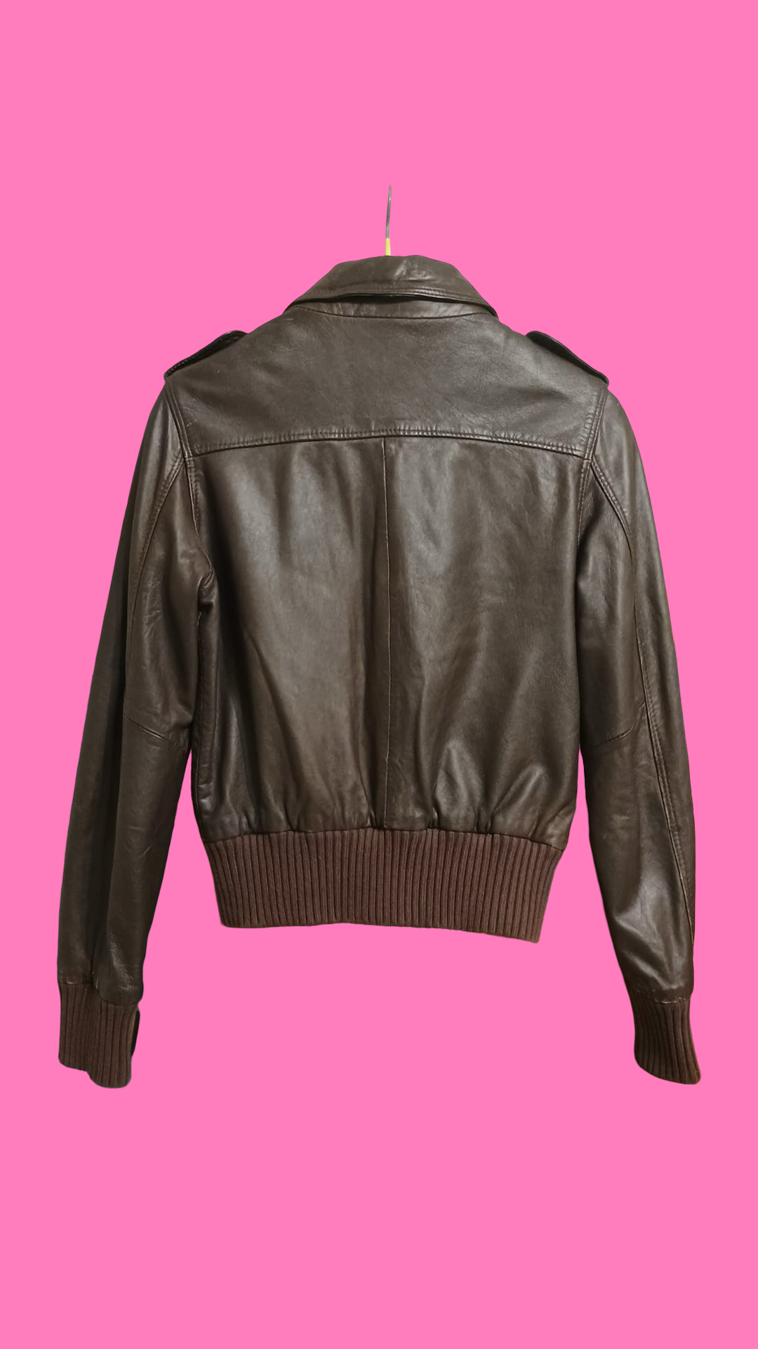 Vintage Brown 90's Spring Leather Jacket Woman Size S