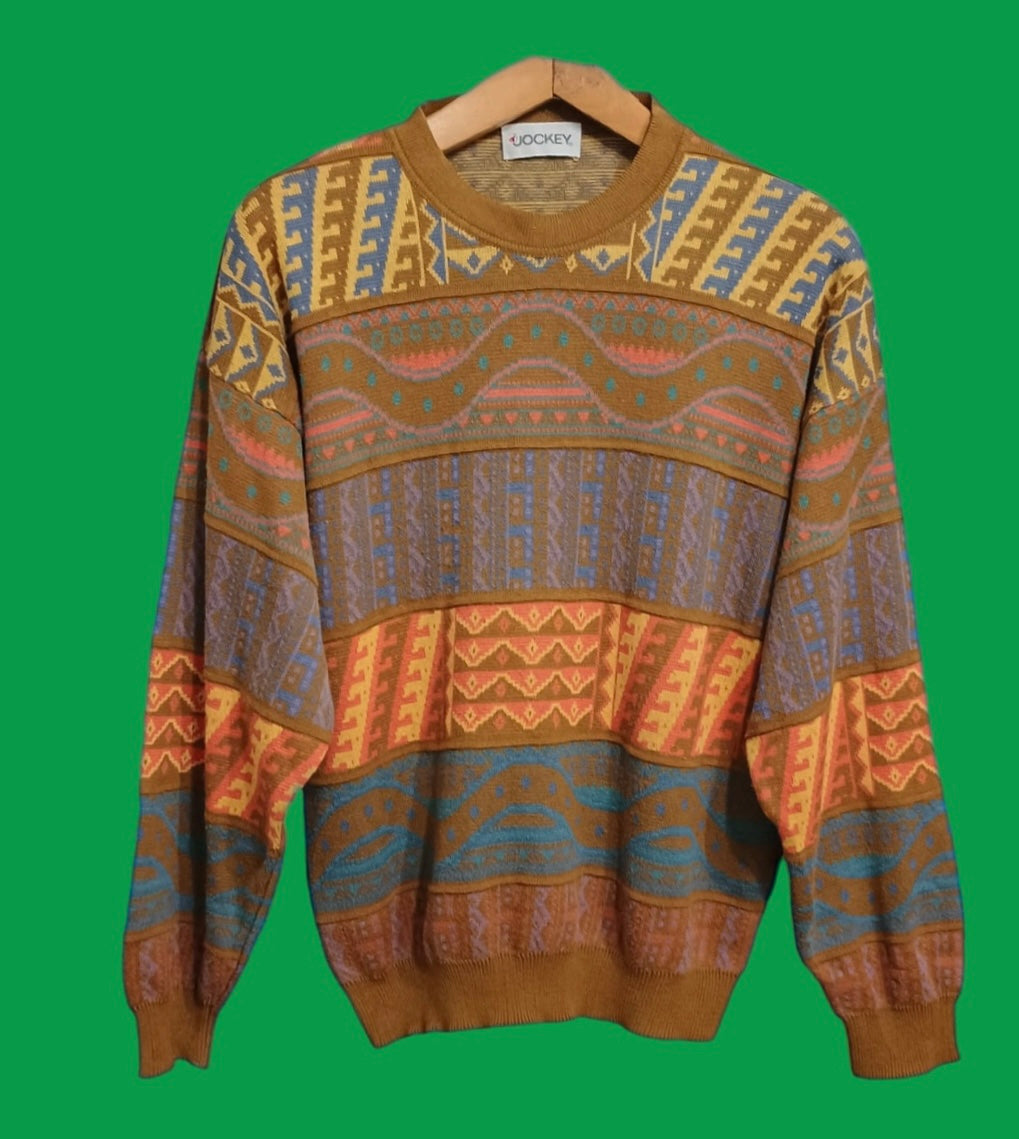 Maglione Vintage Multicolor A Fantasia Anni 90 Unisex Size M