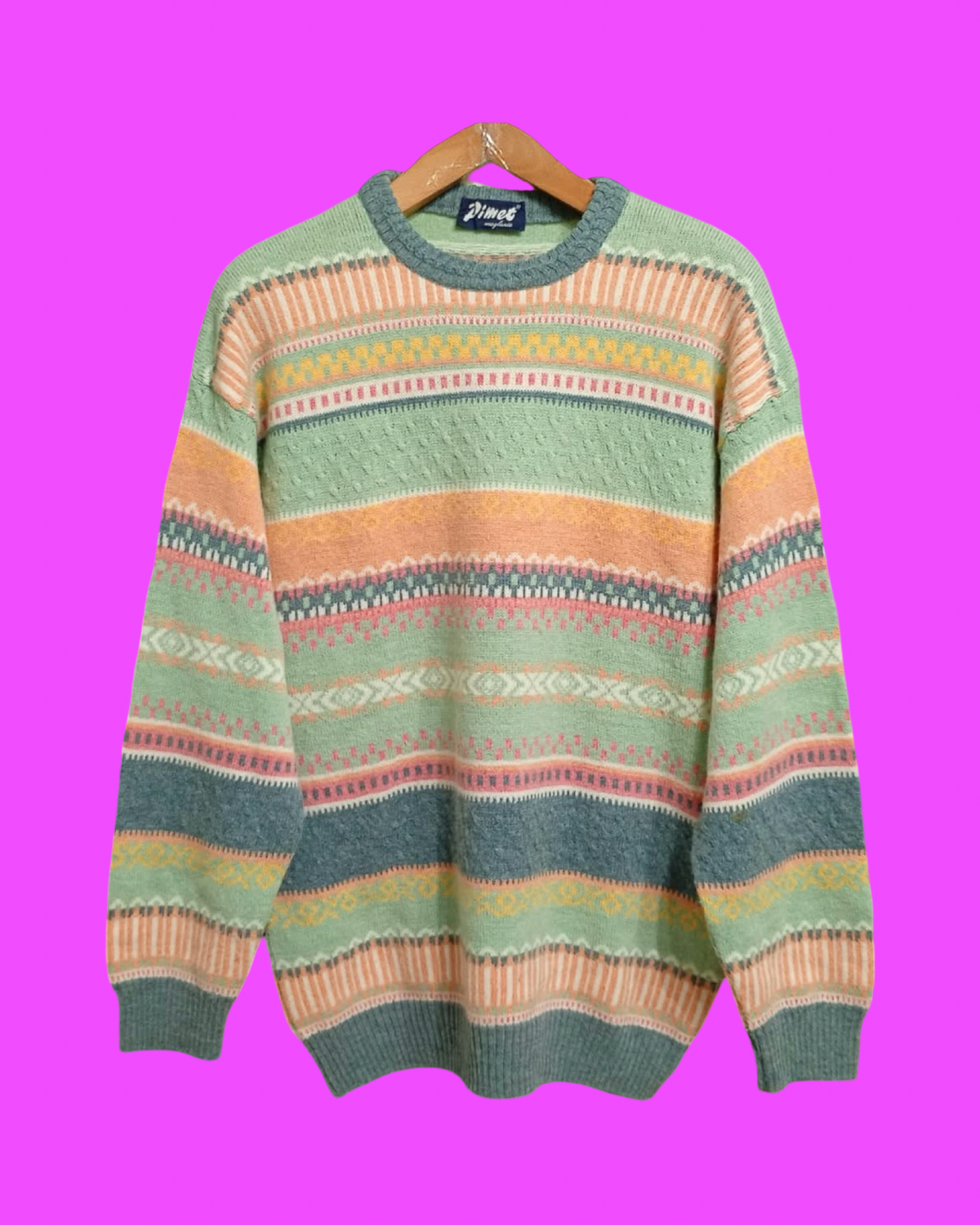 Vintage Multicolor Fantasy 90's Rare Sweater Unisex Size L