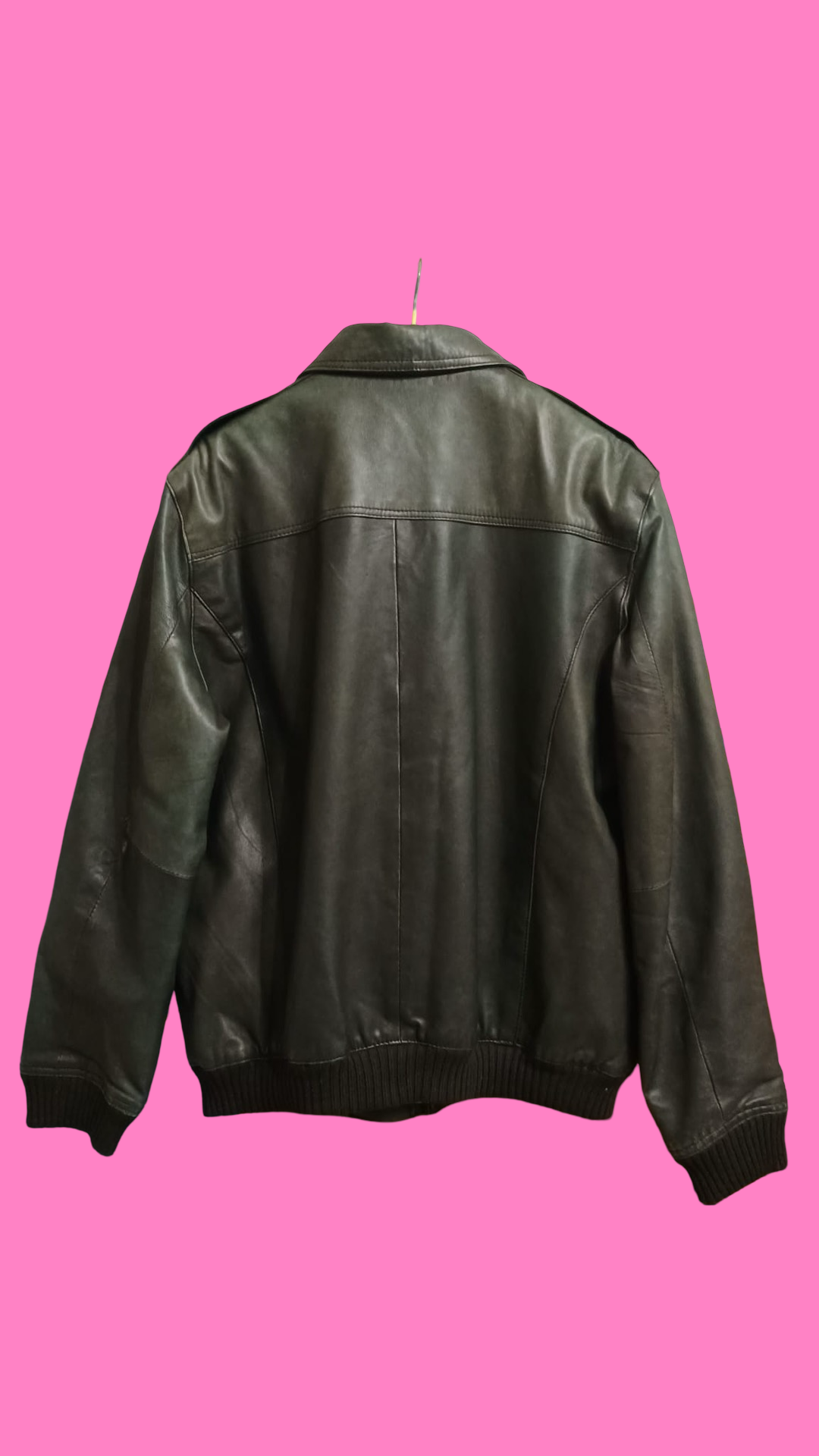 Vintage Green 90's Spring Leather Jacket Unisex Size XL