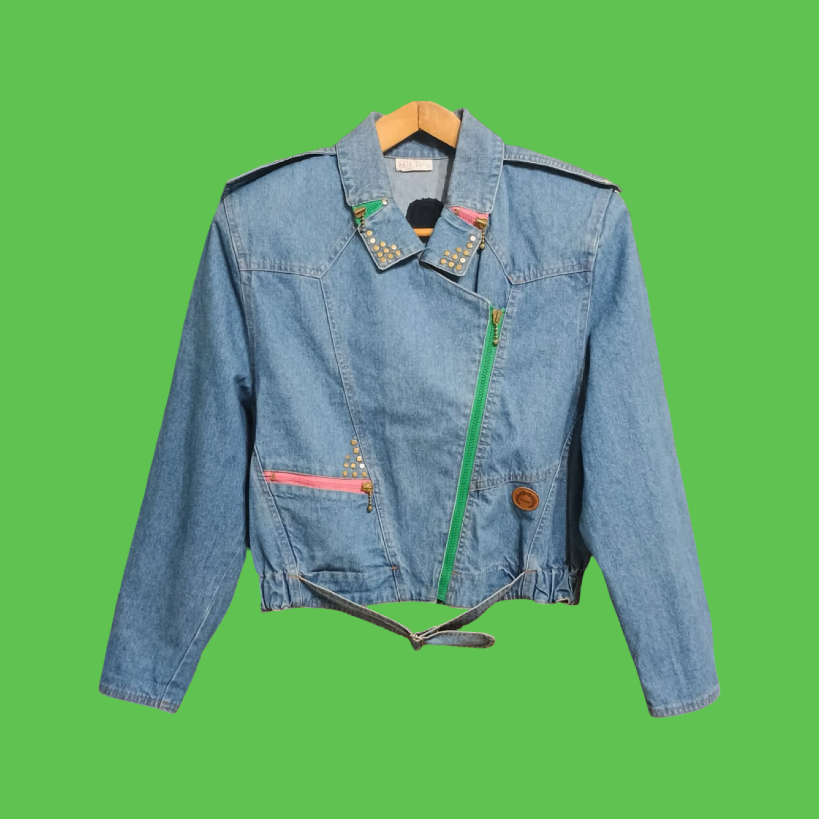 Jeans Jacket Vintage Multicolor A Fantasia Anni 90 Woman Size M