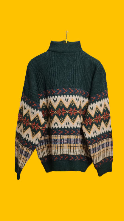 Maglione Vintage Multicolor A Fantasia Anni 90 Unisex Size L