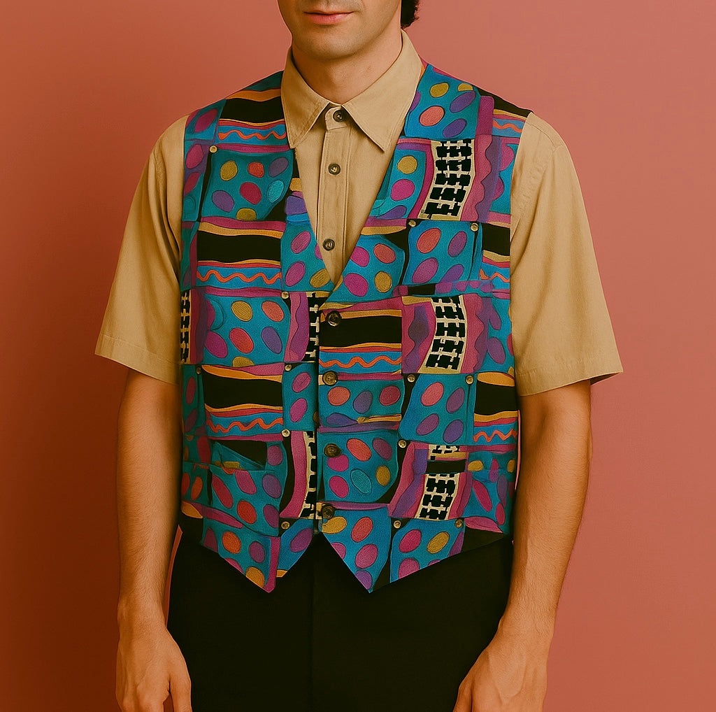 Vintage Multicolor Fantasy 90's Gilet Unisex Size M