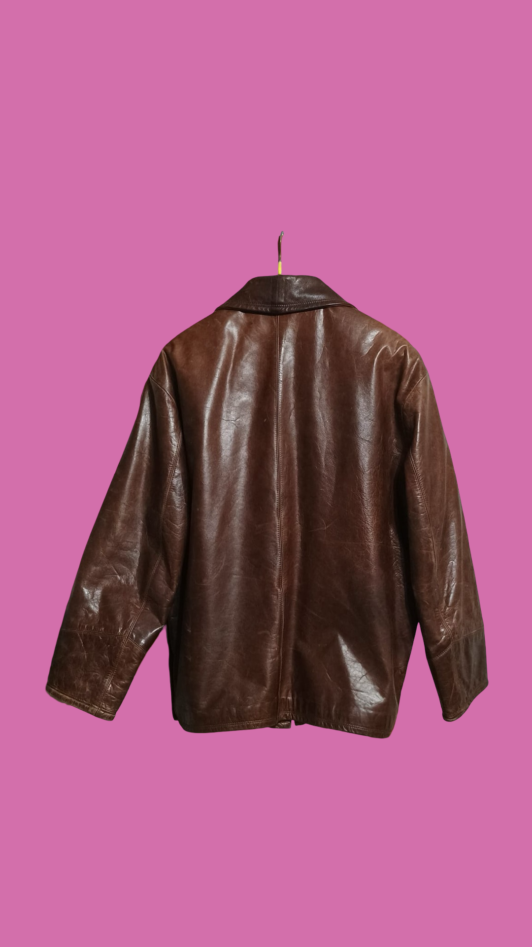 Vintage Brown Fantasy 90's Spring Leather Jacket Unisex Size M