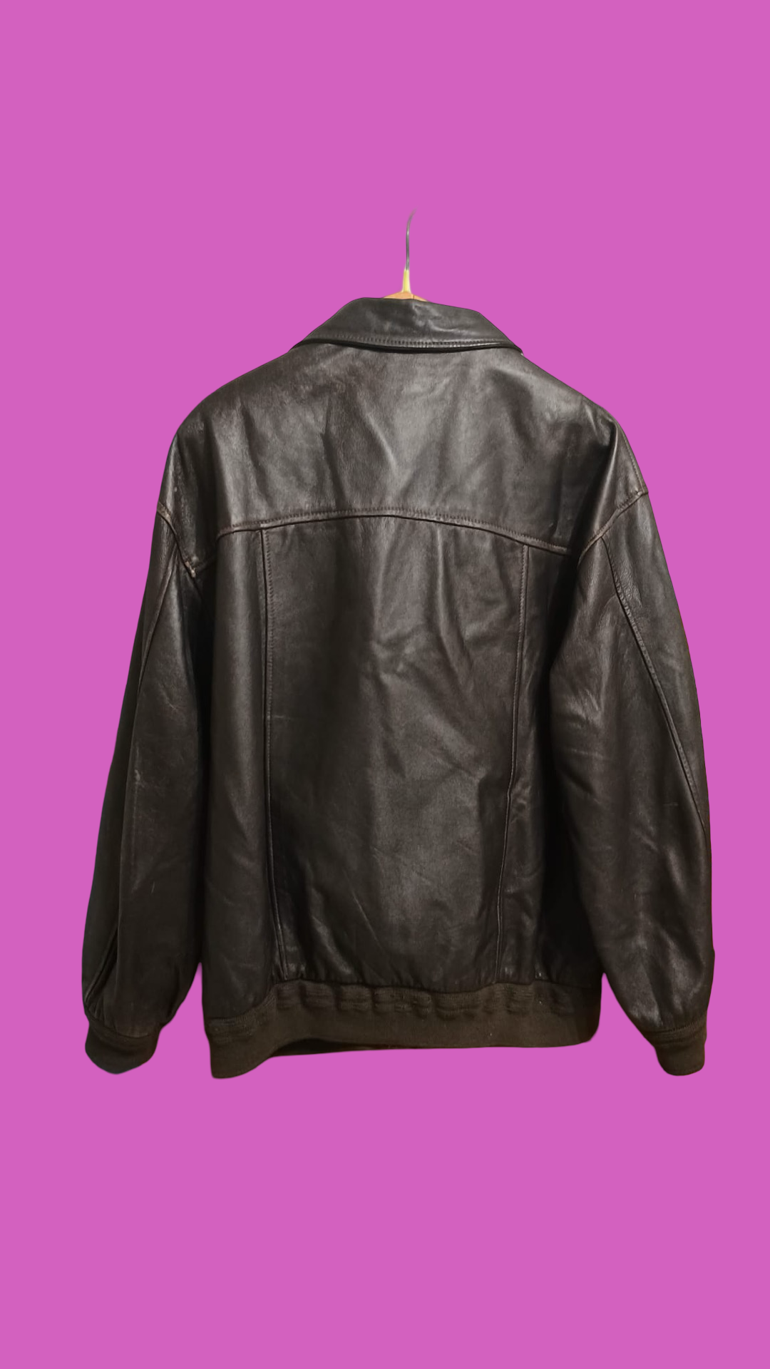 Vintage Brown Fantasy 90's Spring Leather Jacket Unisex Size L