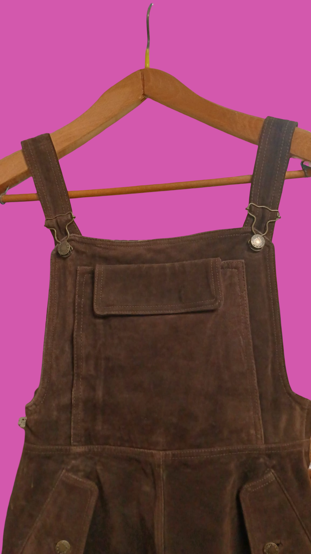 Vintage Brown 90's Leather Salopette Woman Size M