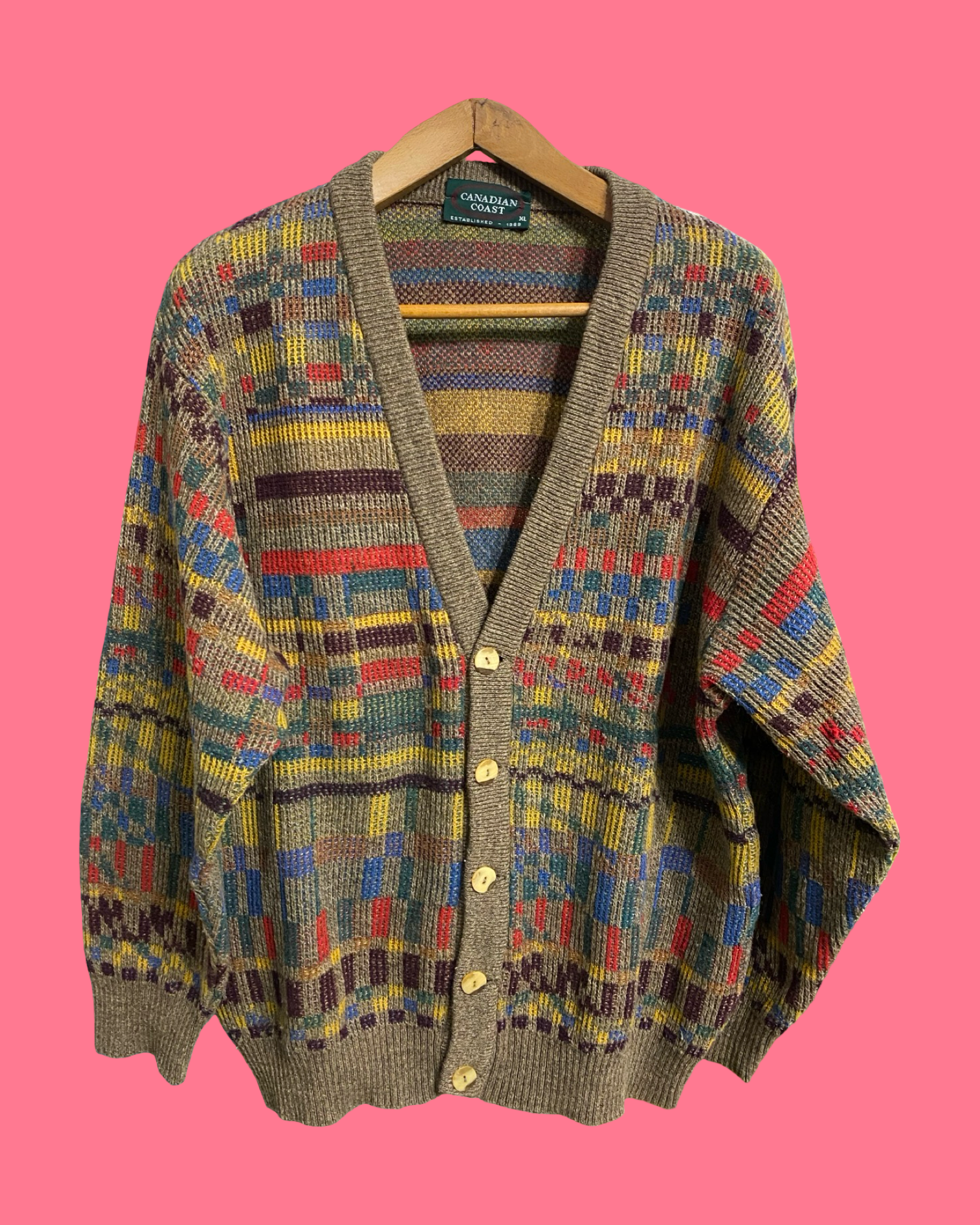 Vintage Multicolor Fantasy 90's Cardigan Unisex Size XL