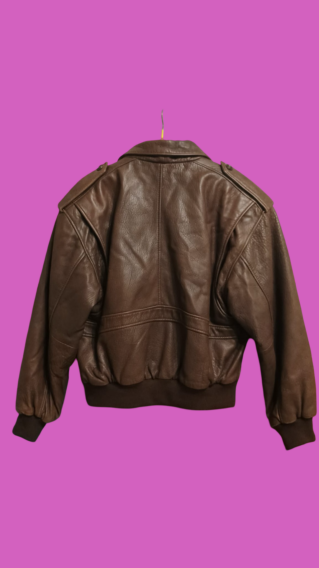 Vintage Brown Fantasy 90's Spring Leather Aviator Jacket Unisex Size M