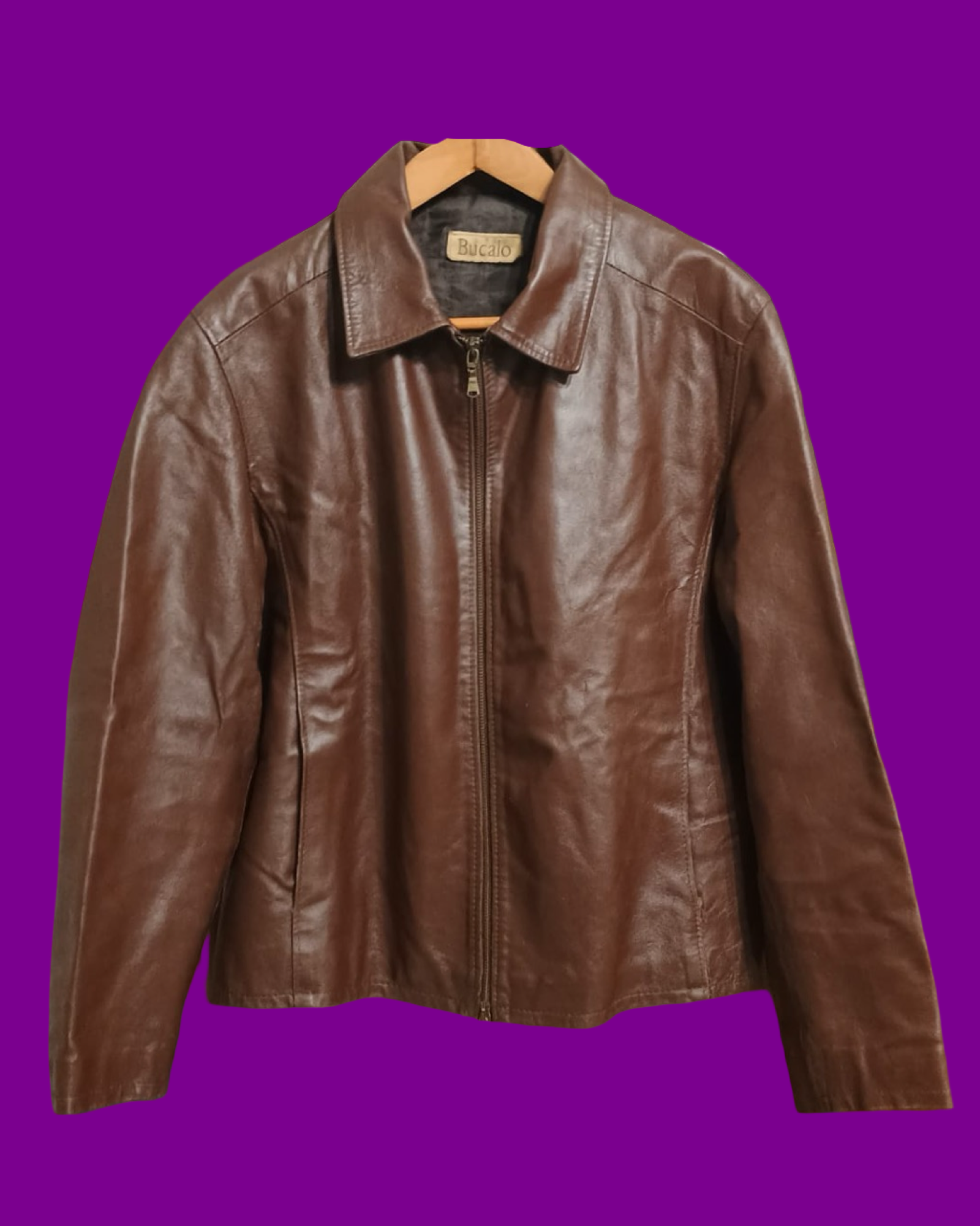 Vintage Brown Fantasy 90's Spring Leather Jacket Unisex Size M