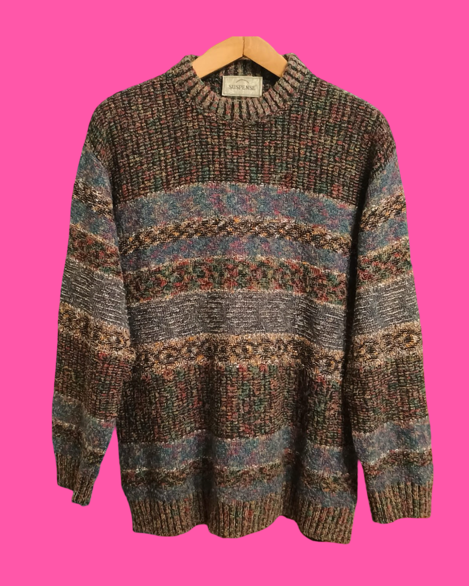Vintage Multicolor Fantasy 90's Sweater Unisex Size L