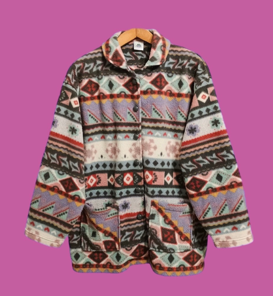 Sweatshirt Vintage Multicolor A Fantasia Anni 90 Unisex Size L