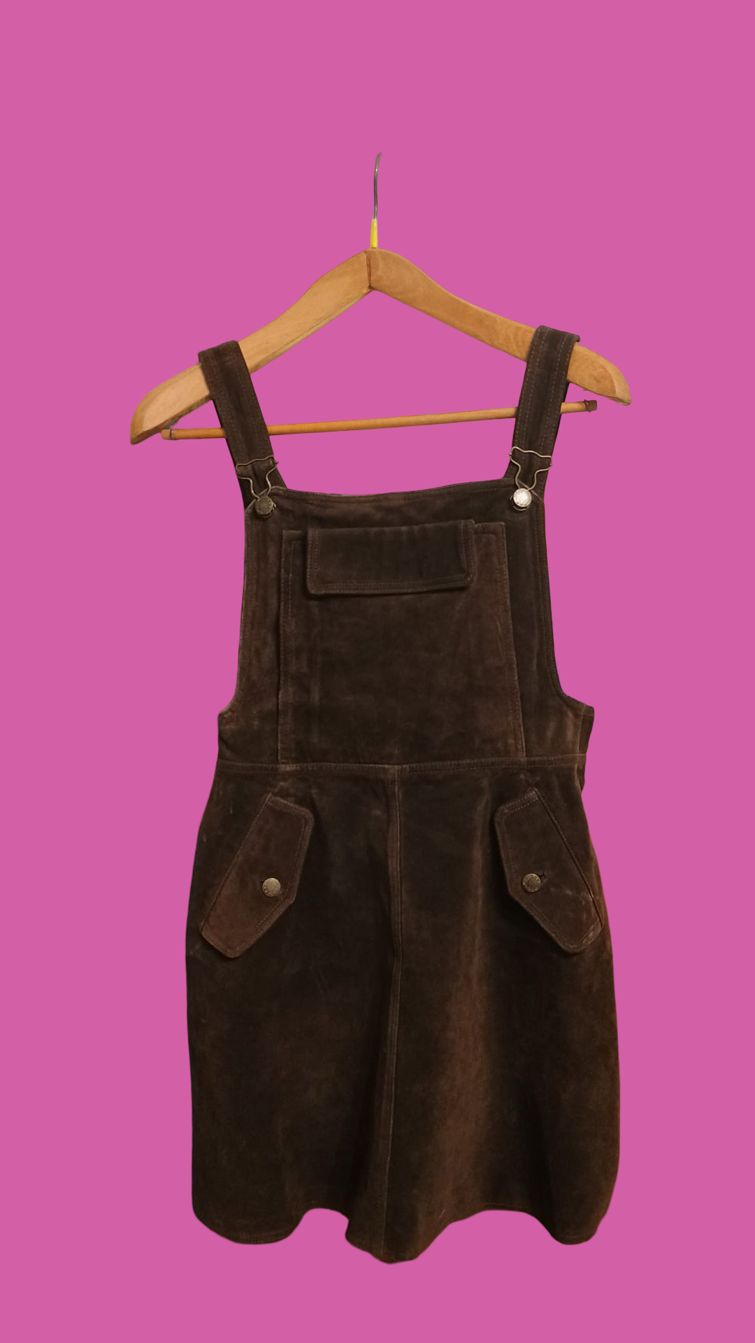 Vintage Brown 90's Leather Salopette Woman Size M