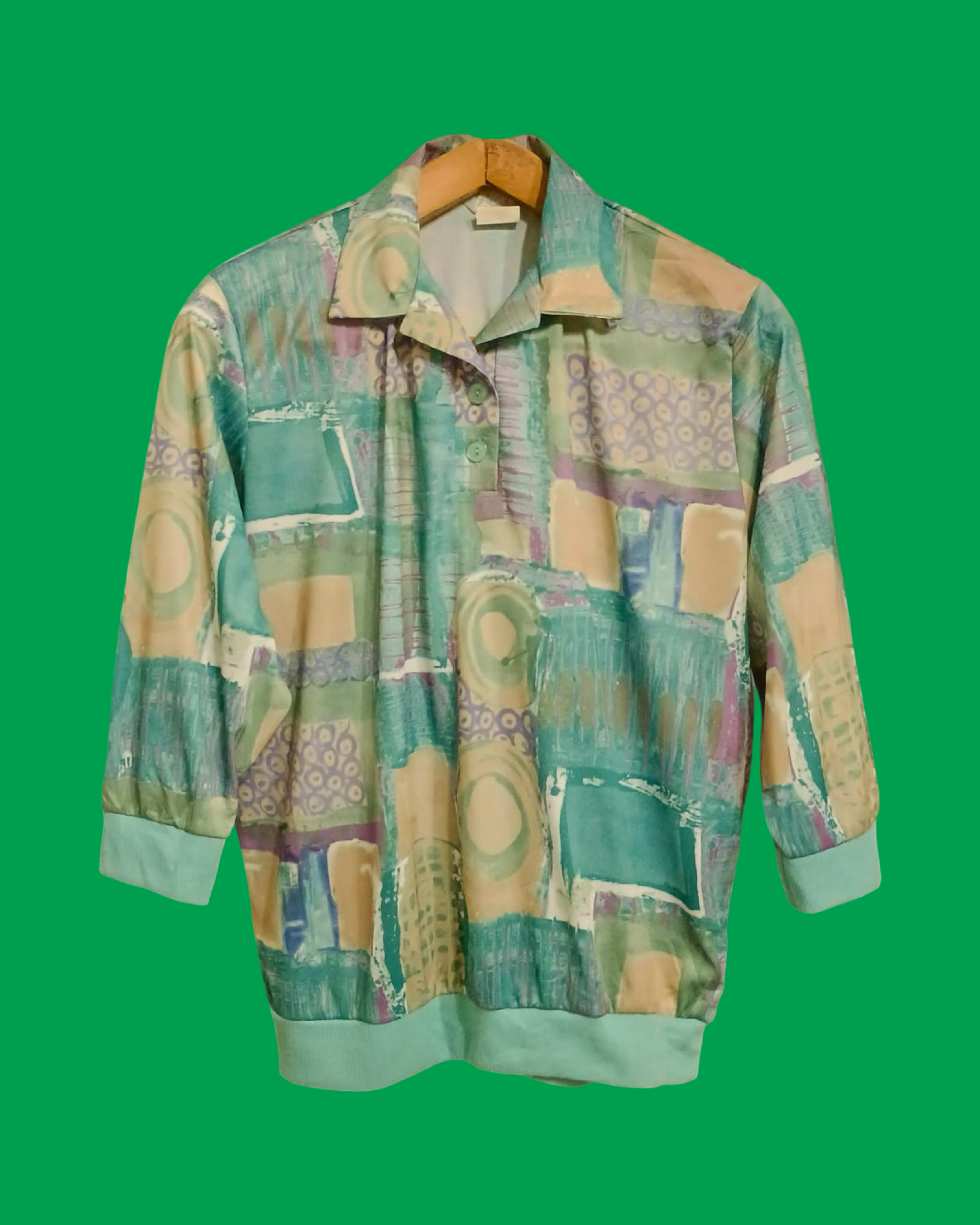 Vintage Multicolor Fantasy 90's Polo Shirt Woman Size M