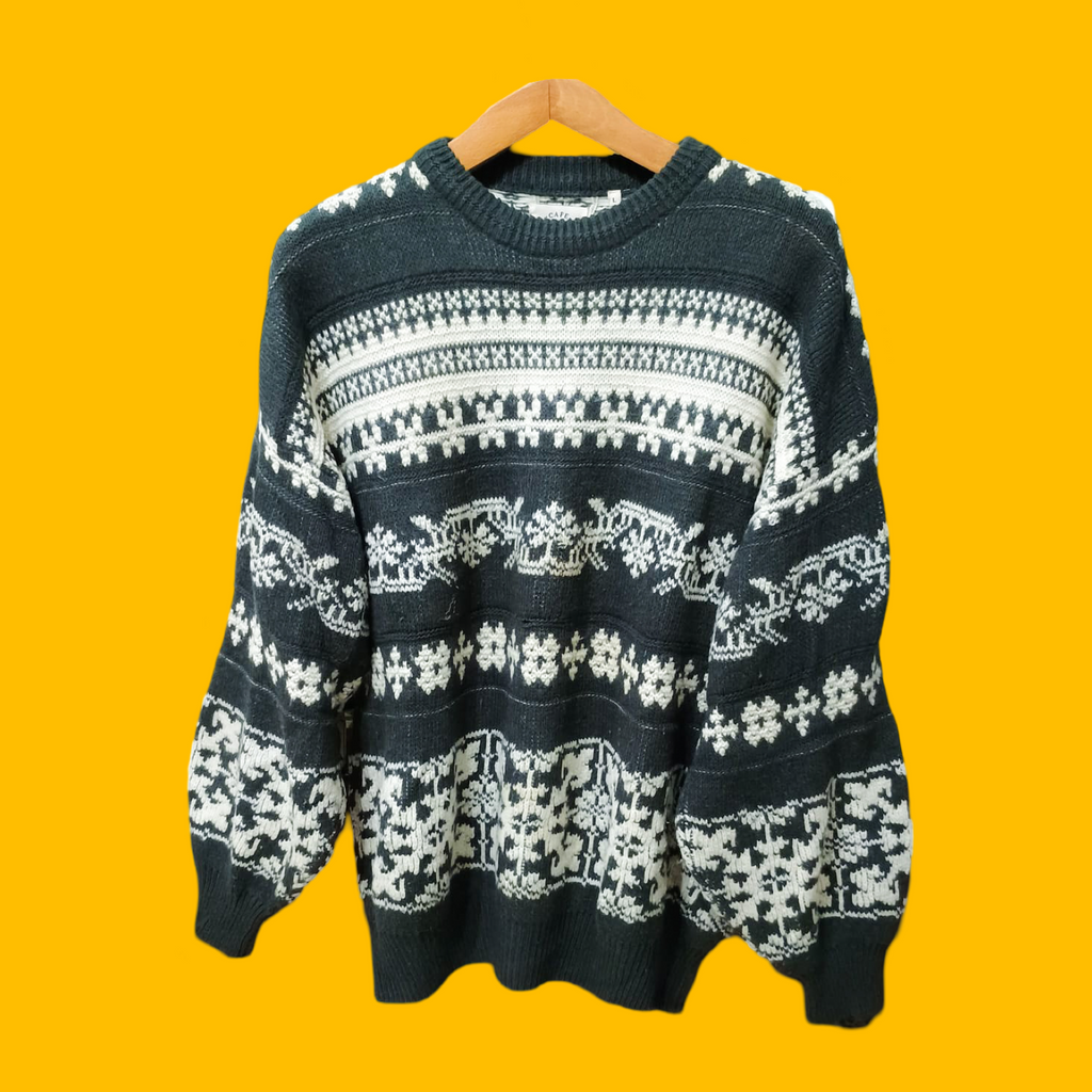Maglione Vintage Multicolor A Fantasia Anni 90 Unisex Size L