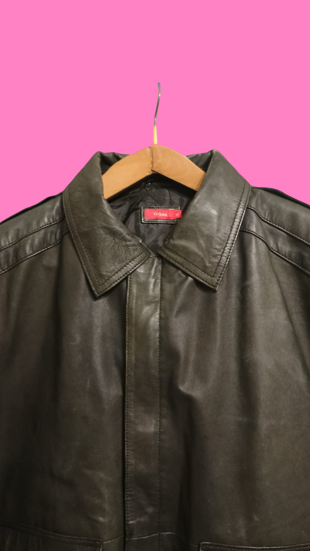 Vintage Green 90's Spring Leather Jacket Unisex Size XL