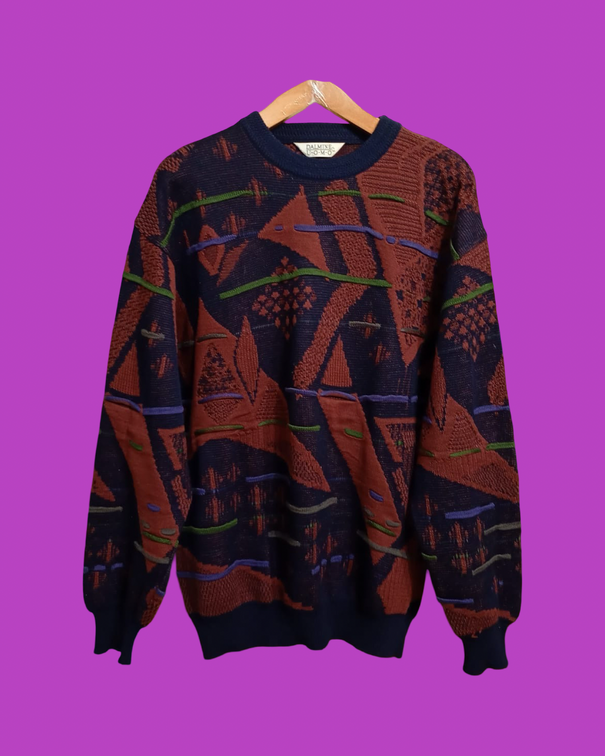 Vintage Multicolor Fantasy 90's Rare Wool Sweater Unisex Size L