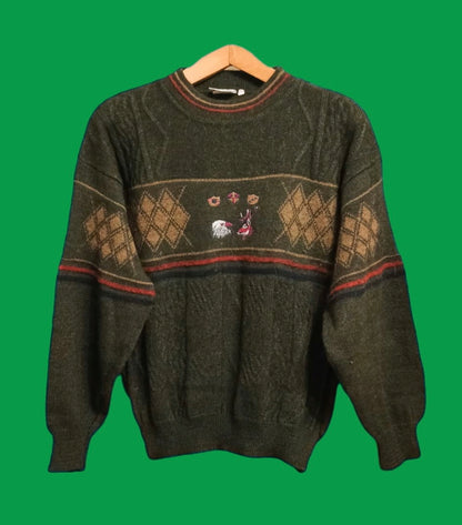 Maglione Vintage Multicolor A Fantasia Anni 90 Unisex Size S