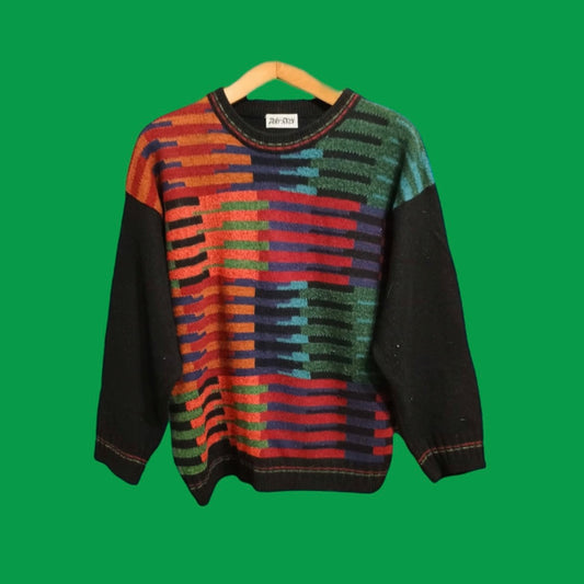 Maglione Vintage Multicolor A Fantasia Anni 90 Unisex Size M