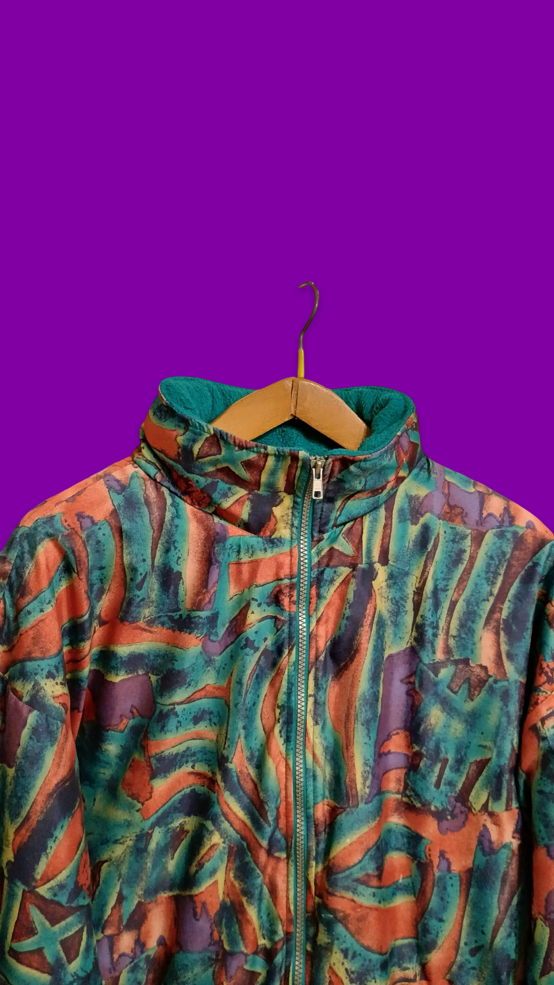 Vintage Multicolor Fantasy 90's Fleece Jacket Unisex Size L