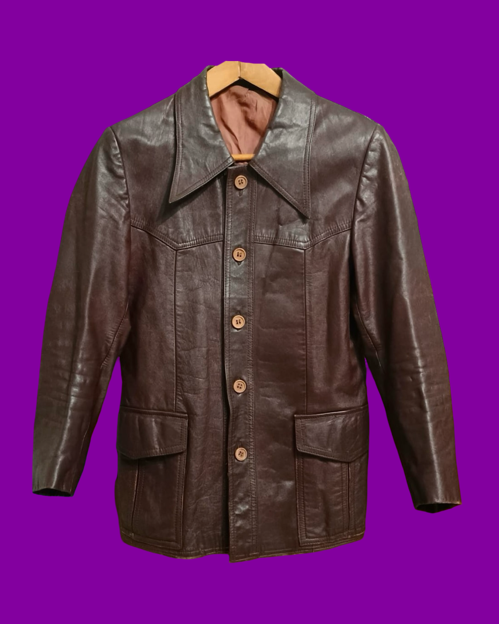 Vintage Brown 90's Spring Leather Jacket Unisex Size M