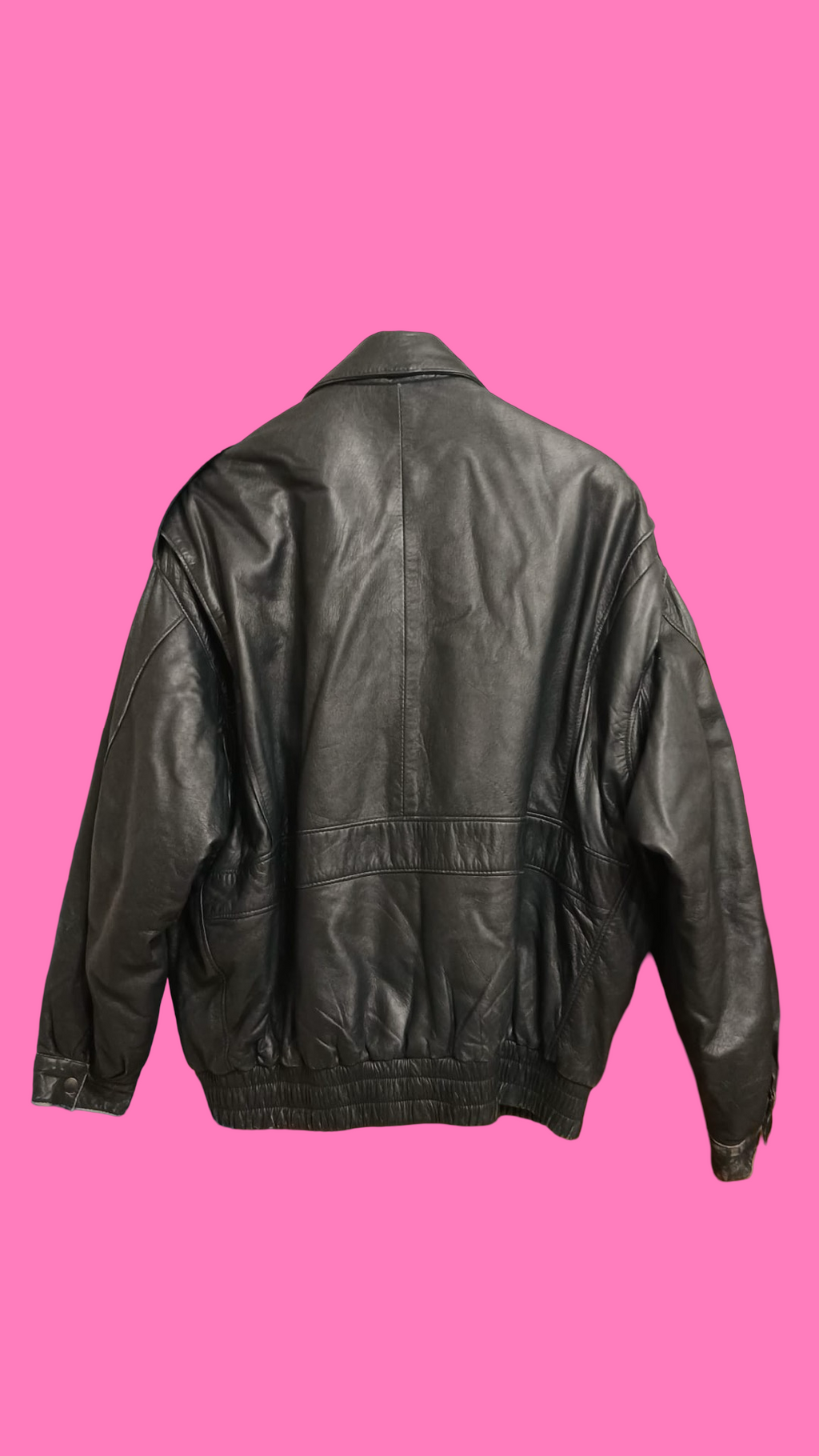 Vintage Black 90's Spring Leather Jacket Unisex Size L